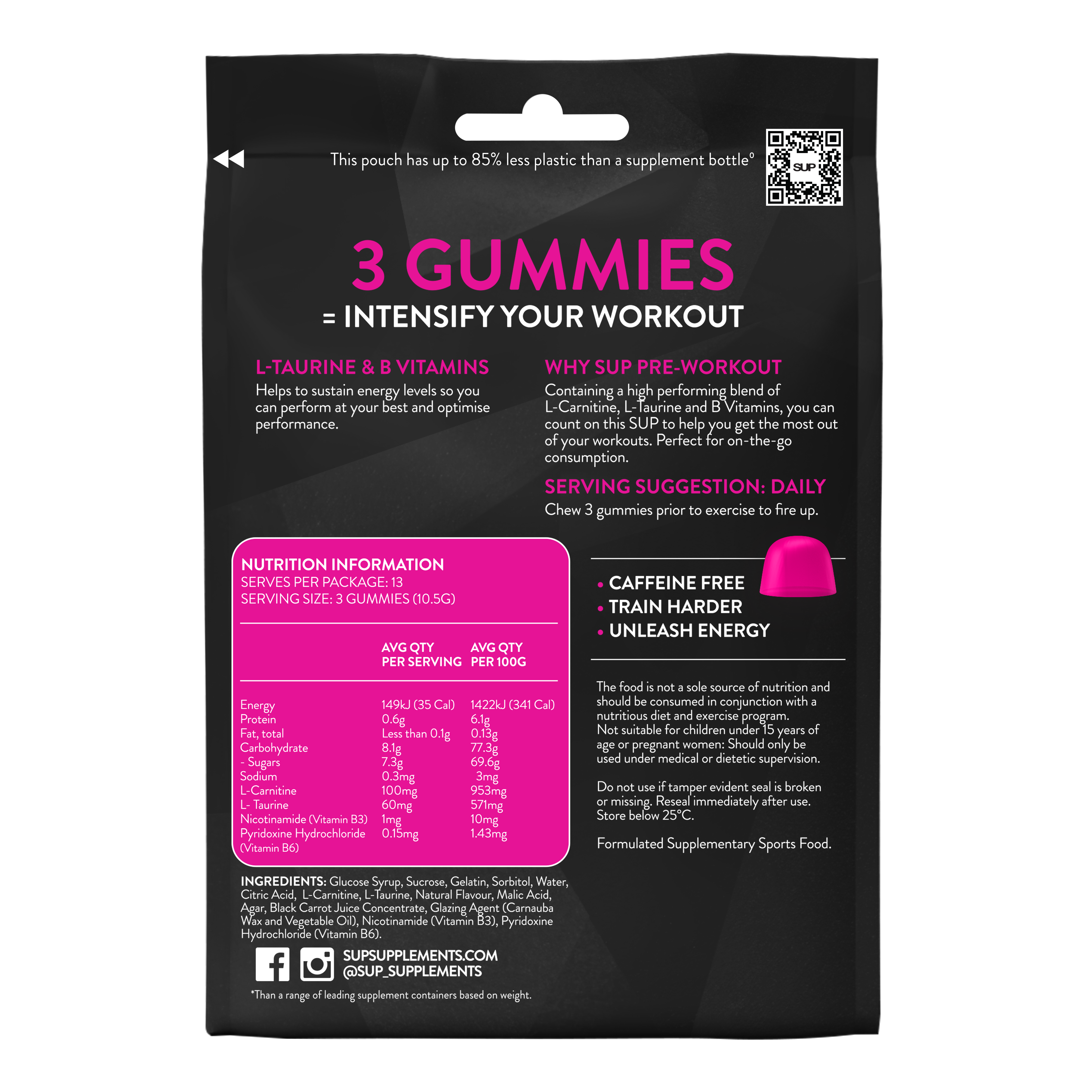 SUP Pre Workout Gummies 40s